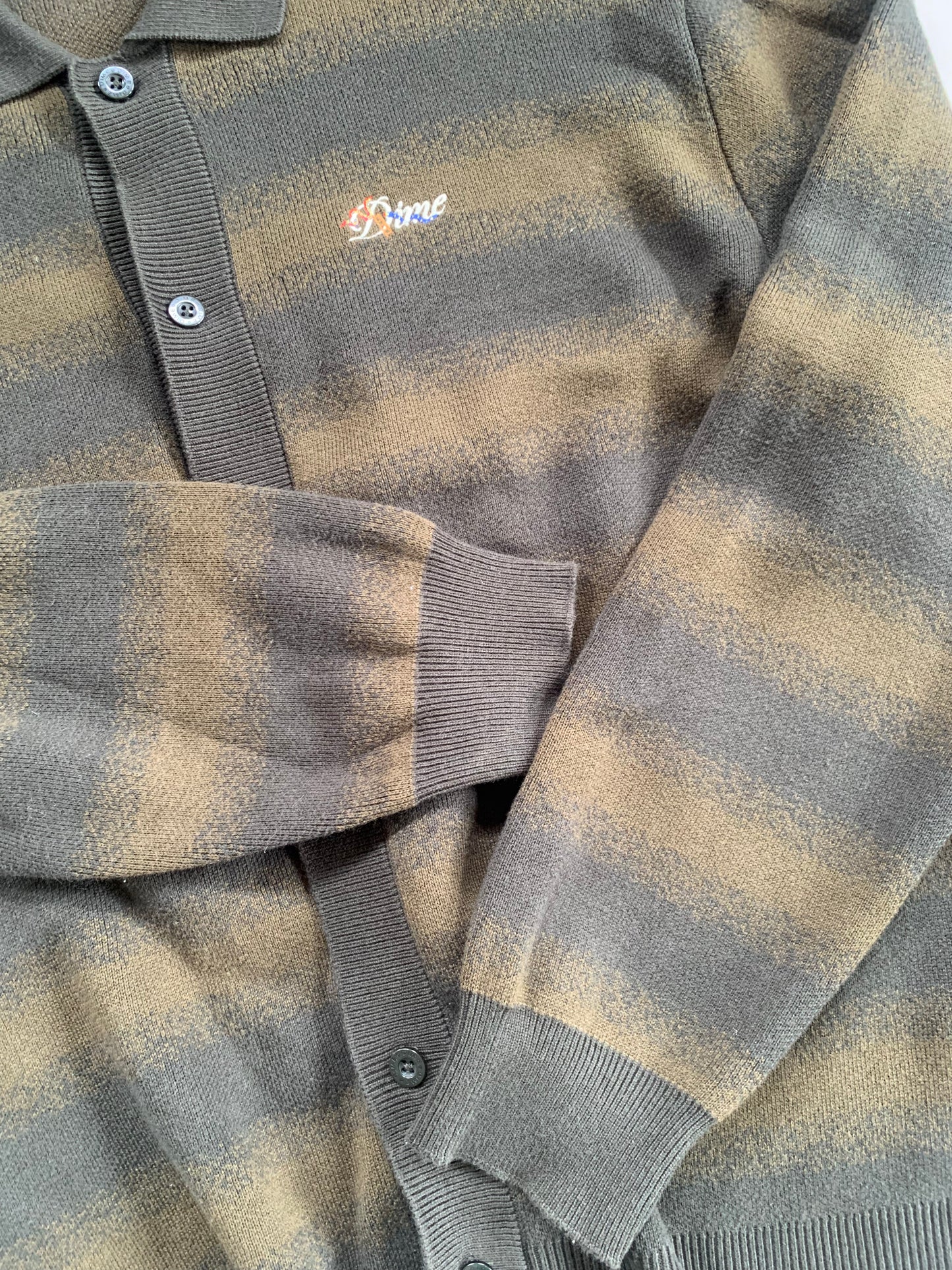 Large Olive Dime Haze Knit Cardigan