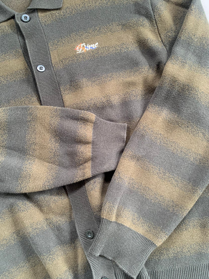 Large Olive Dime Haze Knit Cardigan