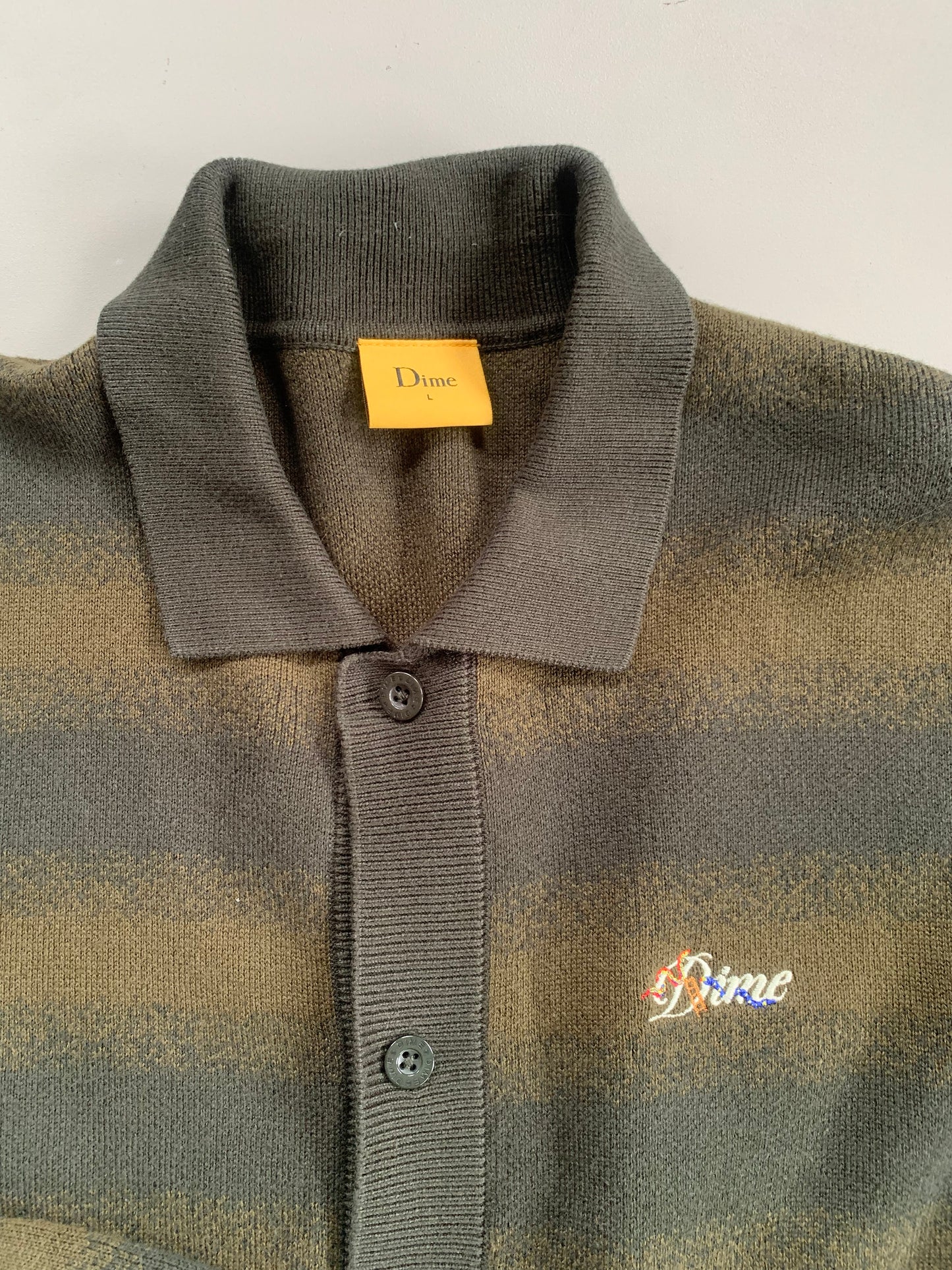 Large Olive Dime Haze Knit Cardigan