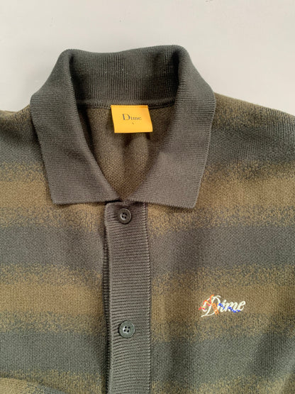 Large Olive Dime Haze Knit Cardigan