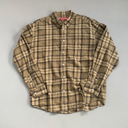 Large Tan Supreme Plaid Button Shirt