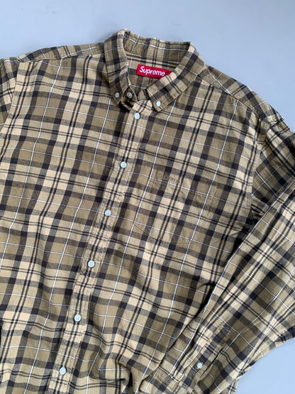 Large Tan Supreme Plaid Button Shirt