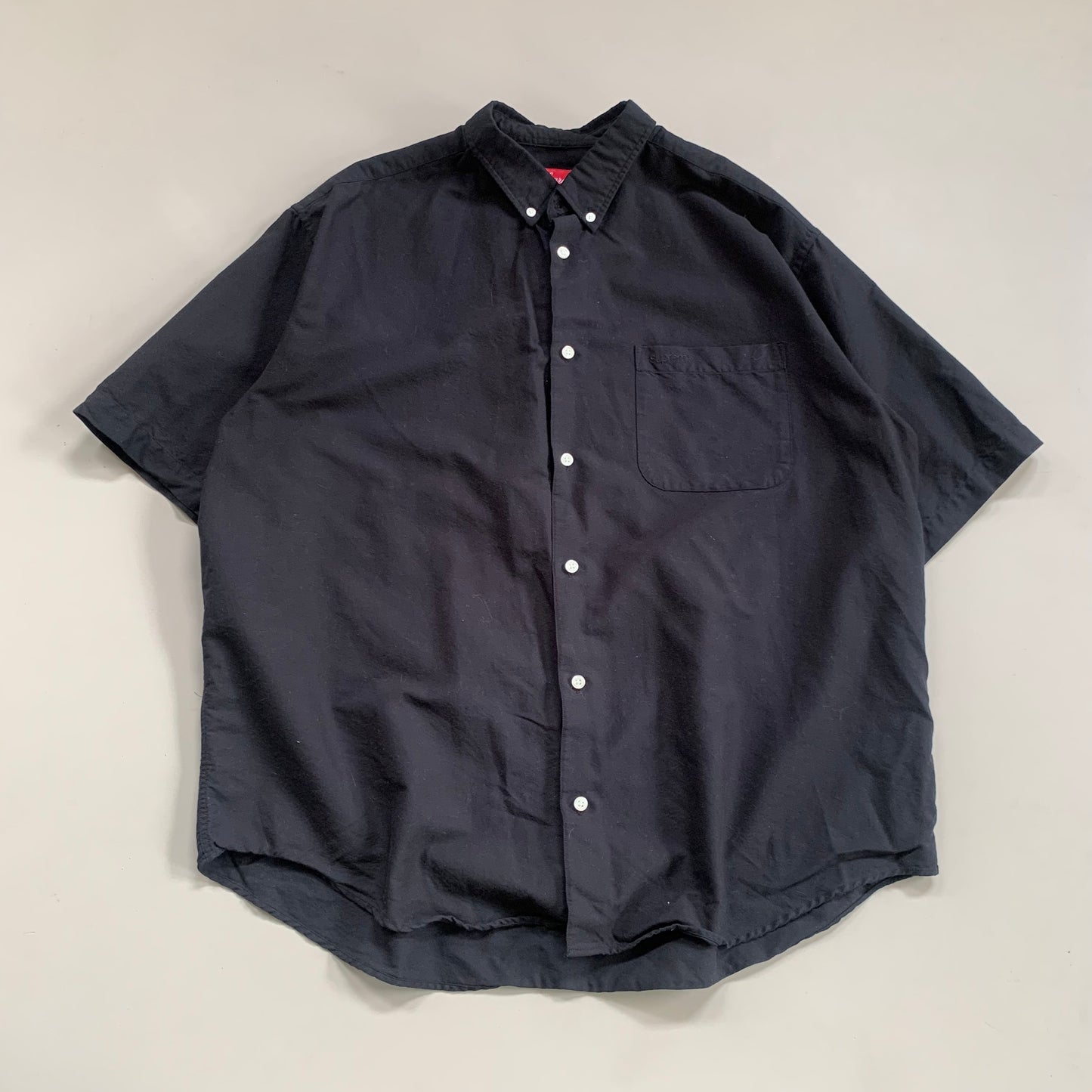 Large Black Supreme Oxford Button Shirt
