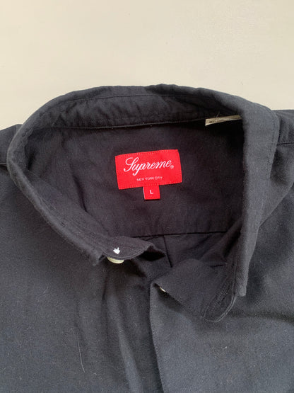 Large Black Supreme Oxford Button Shirt