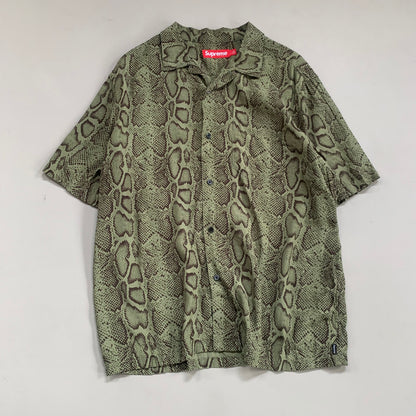 Large Supreme Olive Snake Print Button Shirt