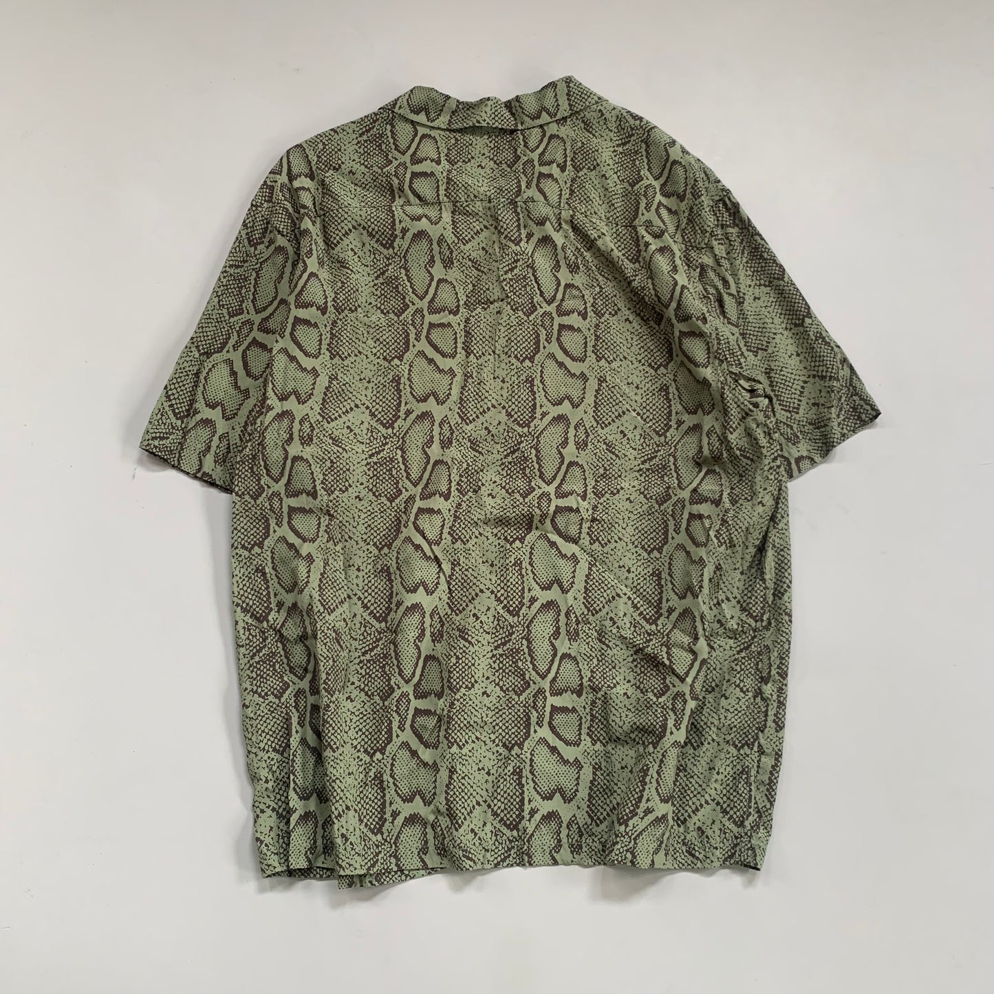 Large Supreme Olive Snake Print Button Shirt