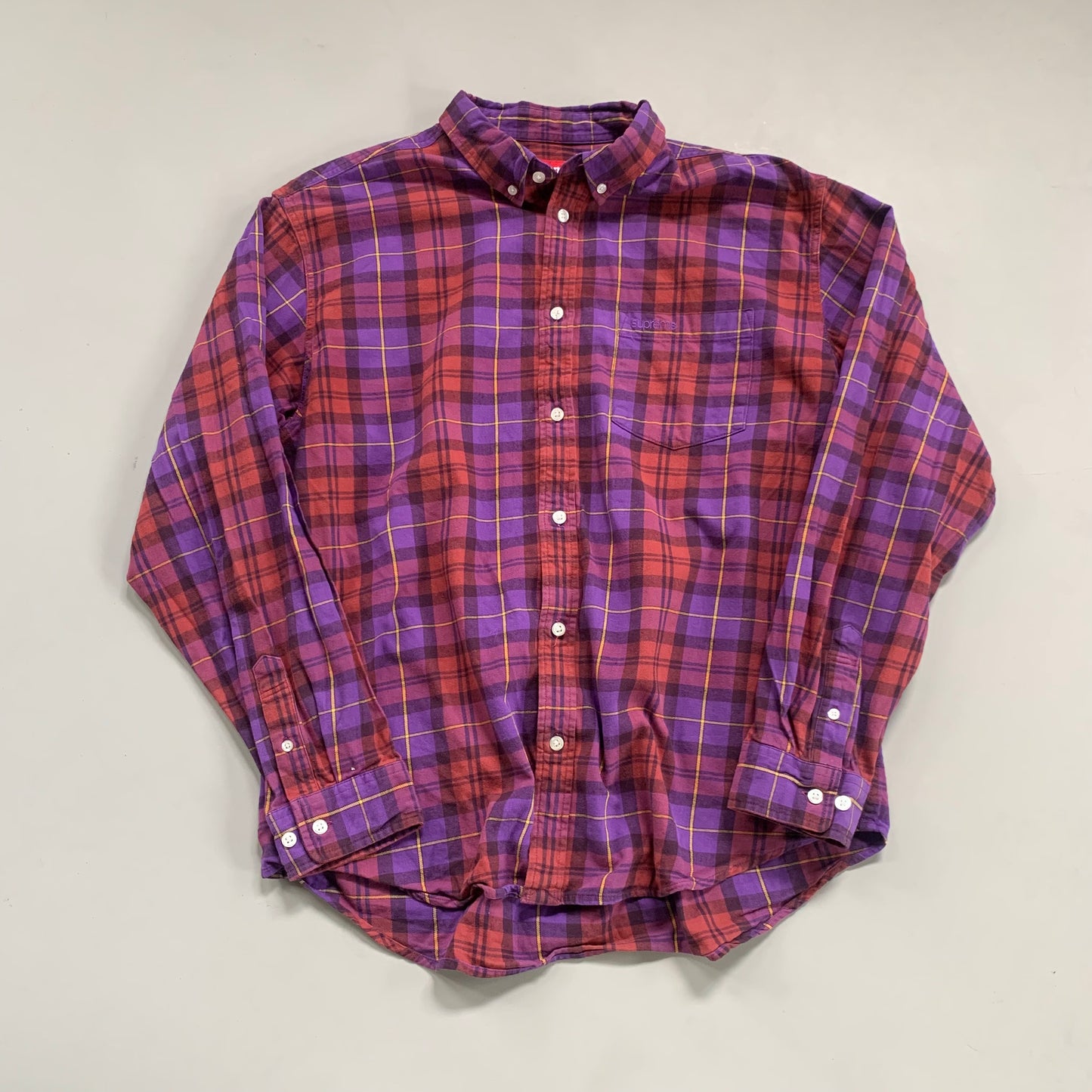 Large Surpeme Purple/Pink Plaid Button Shirt