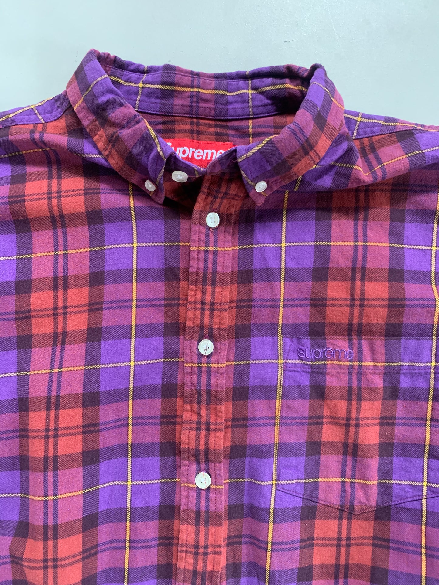 Large Surpeme Purple/Pink Plaid Button Shirt