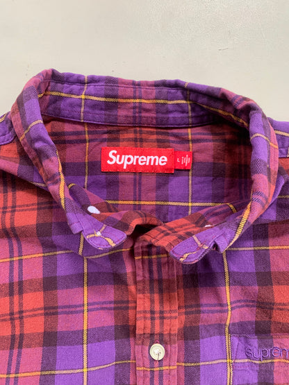 Large Surpeme Purple/Pink Plaid Button Shirt