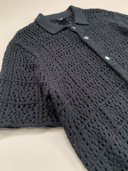 Medium Black Stussy Crochet Collared Shirt