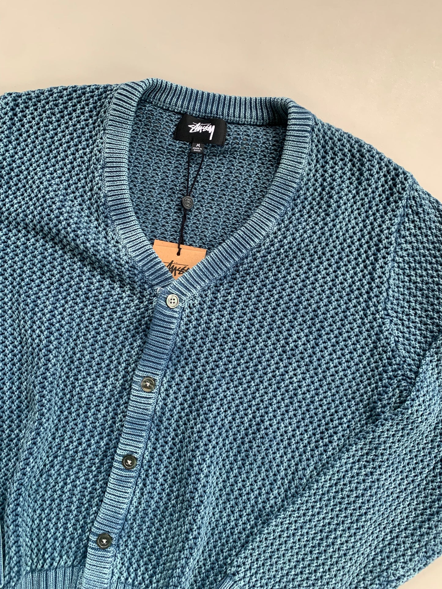 Medium Stussy Blue Loose Gauge Knit Cardigan