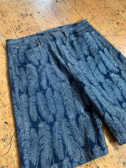 39w Kapital Brand Feather Denim Shorts