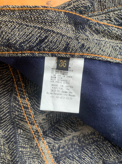 39w Kapital Brand Feather Denim Shorts