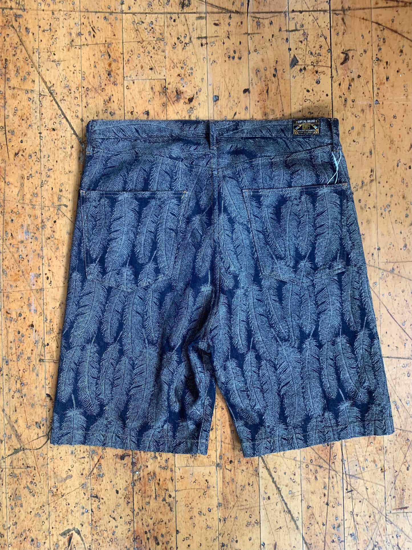 39w Kapital Brand Feather Denim Shorts