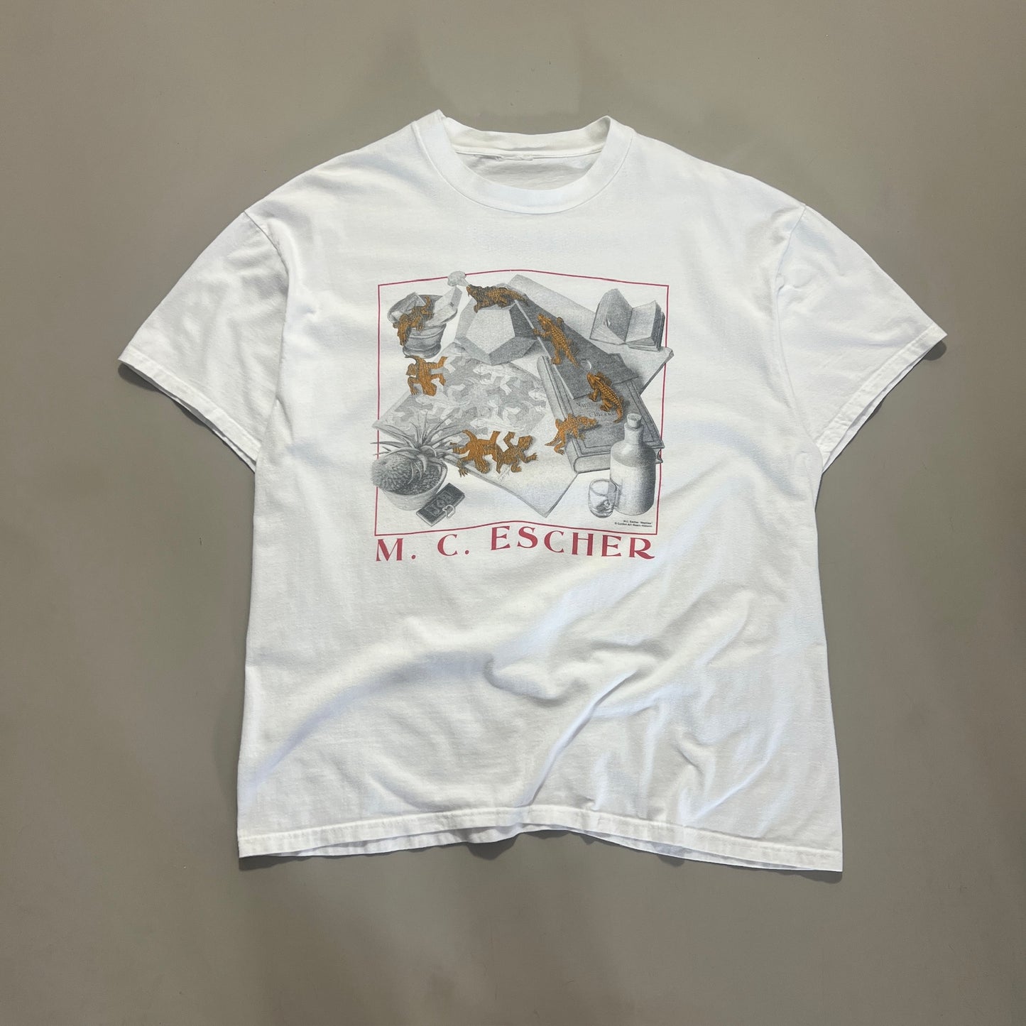 Large 1990s MC Escher Reptiles Art T-shirt