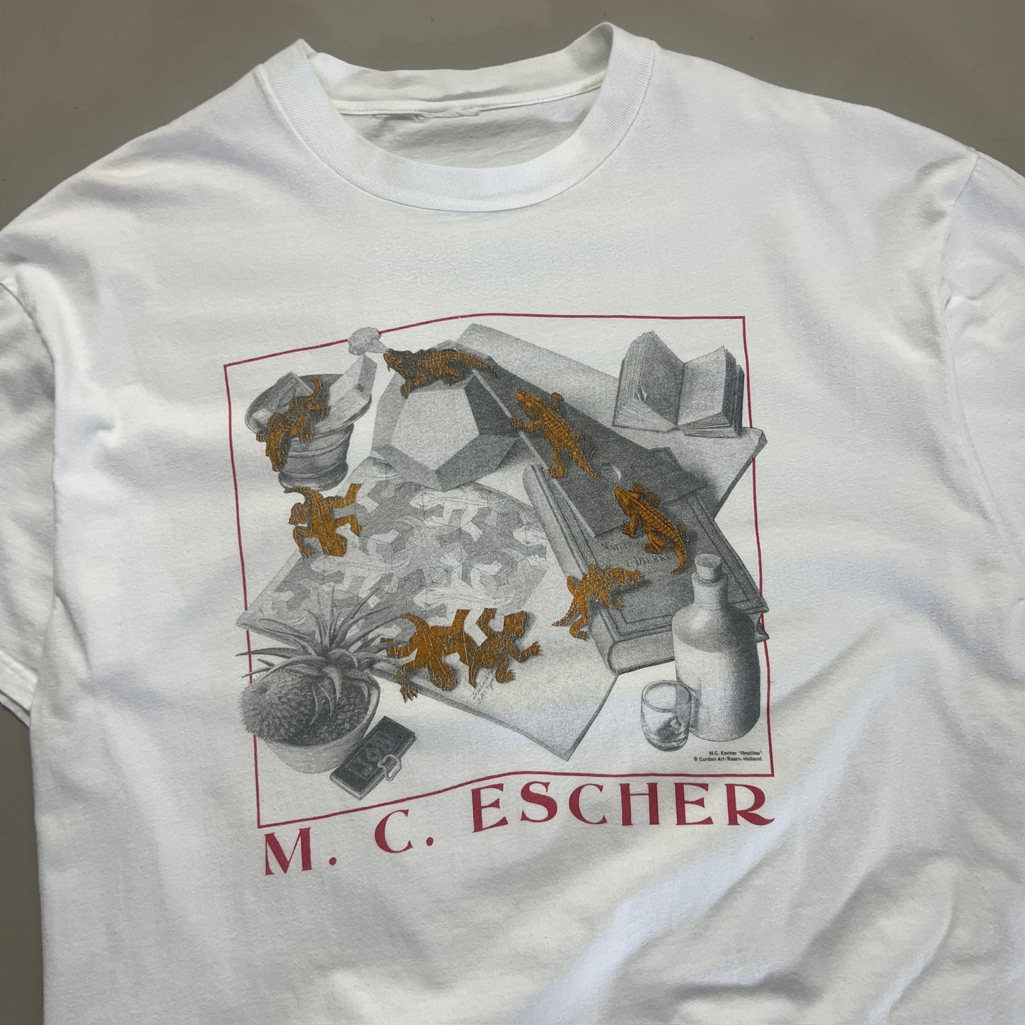 Large 1990s MC Escher Reptiles Art T-shirt