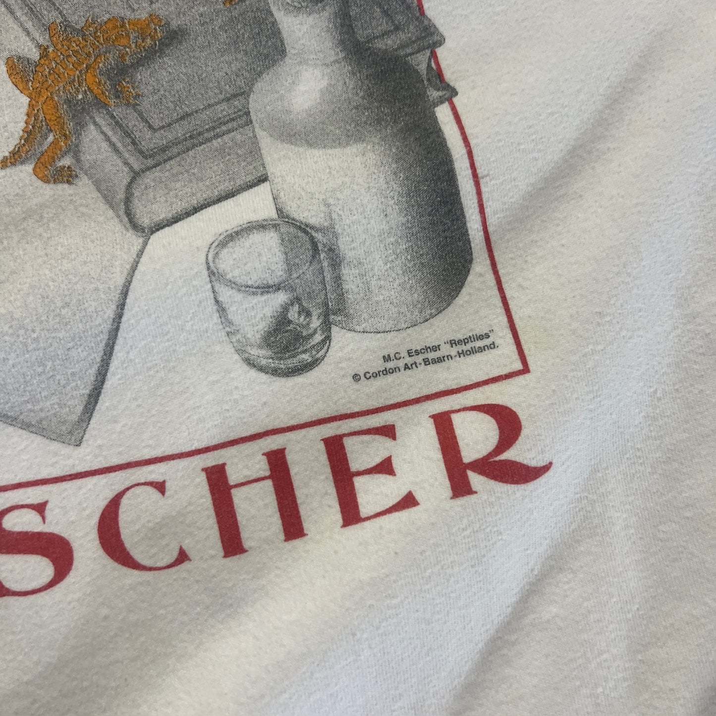 Large 1990s MC Escher Reptiles Art T-shirt