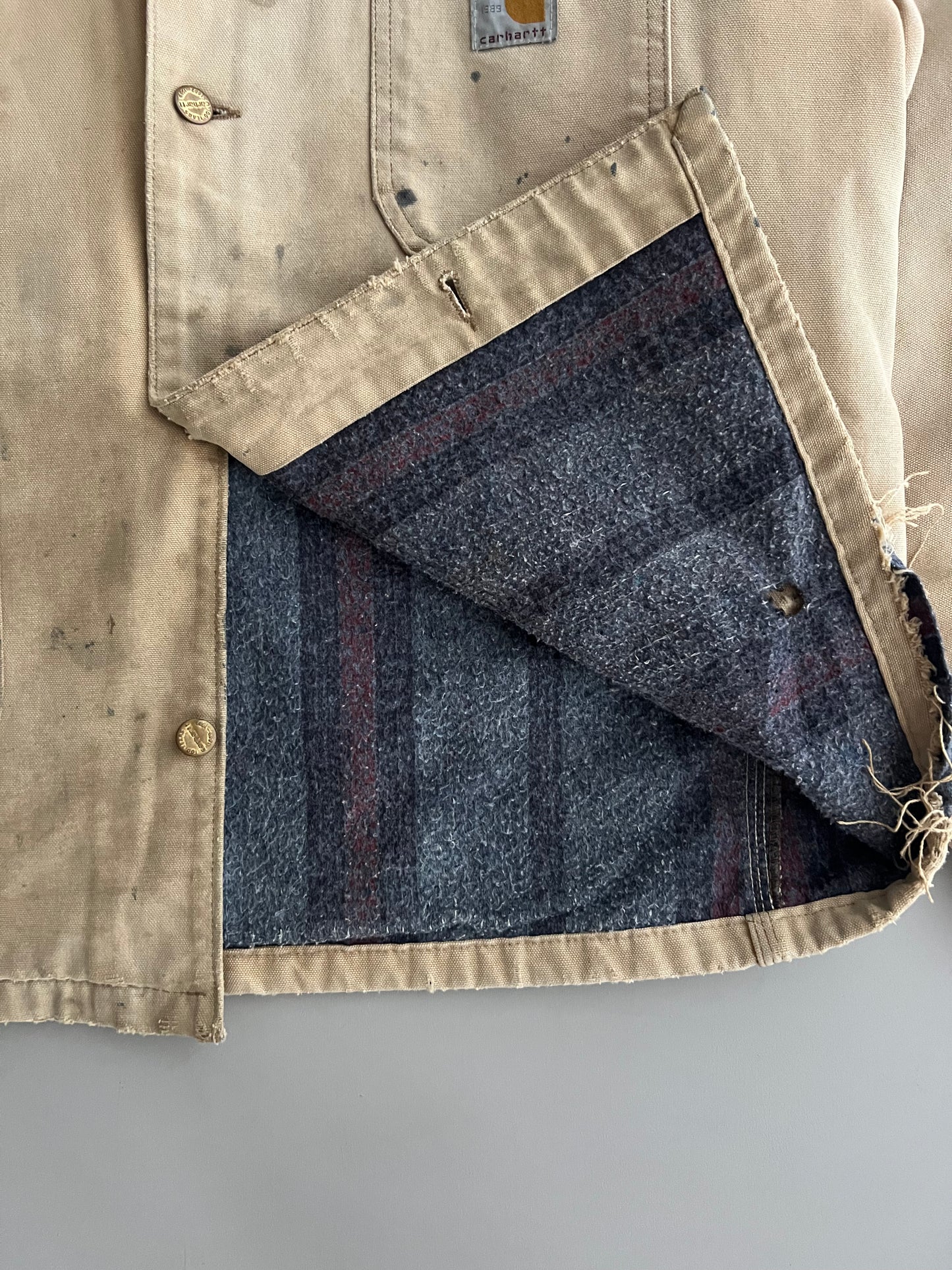 Large 1989 Distressed Carhartt 100 Years Chore Jacket