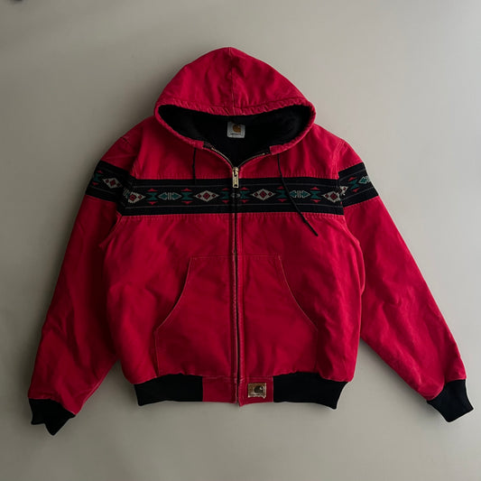 Medium 90s Cherry Red Carhartt Aztec Jacket