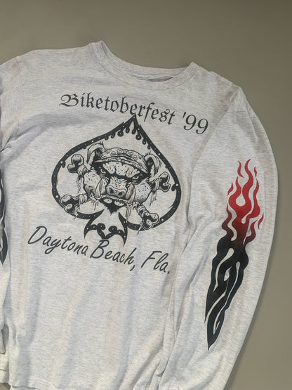 Large 1990 Biketoberfest Flame Sleeve T-shirt