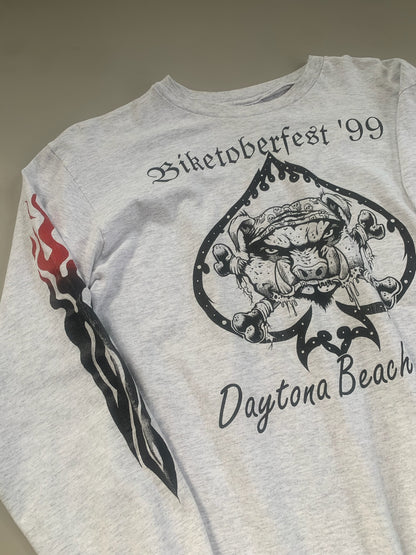 Large 1990 Biketoberfest Flame Sleeve T-shirt