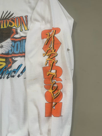 XL 1990 Distressed Harley Davidson Ride the Wind T-shirt