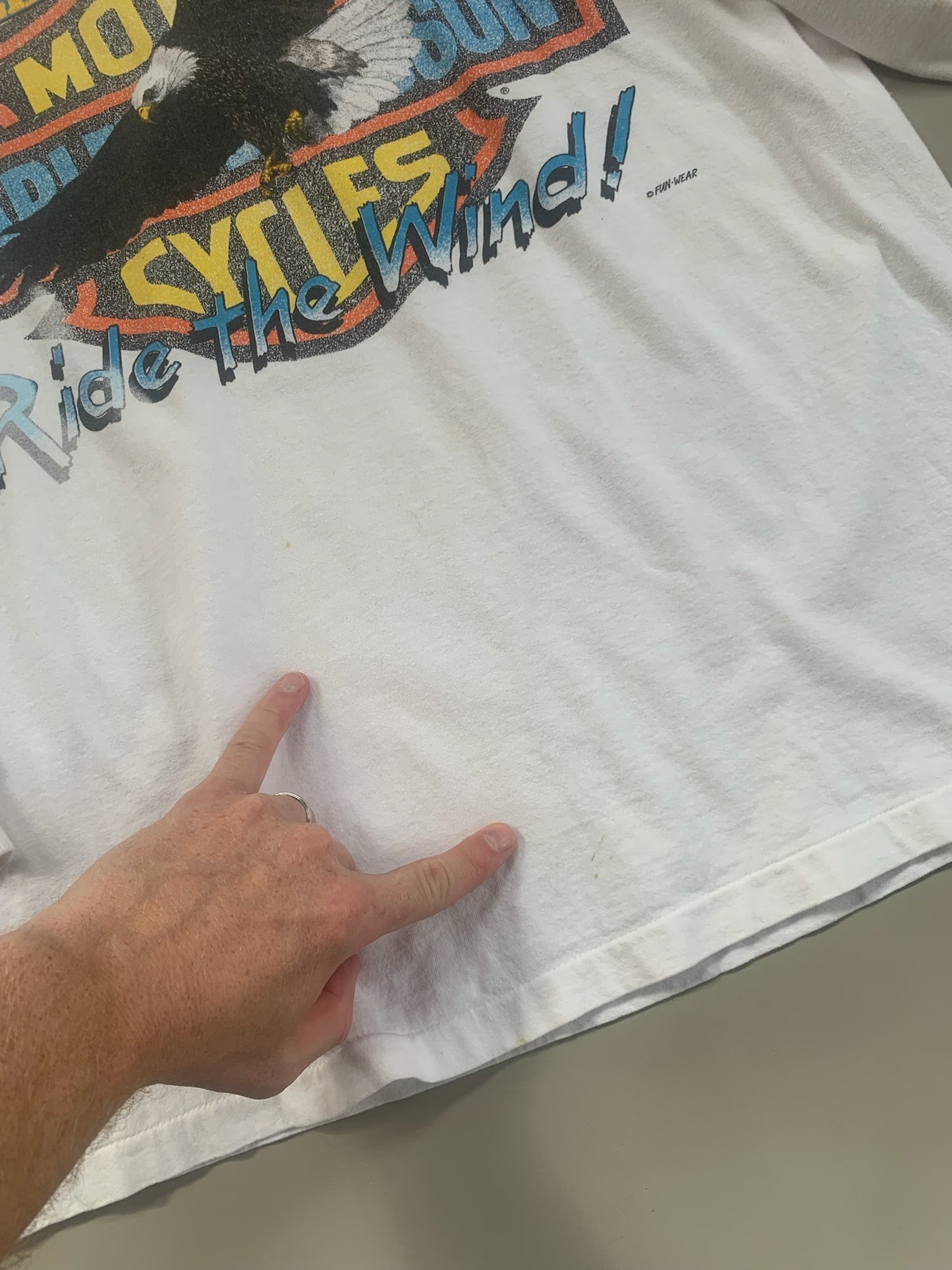 XL 1990 Distressed Harley Davidson Ride the Wind T-shirt