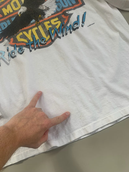 XL 1990 Distressed Harley Davidson Ride the Wind T-shirt