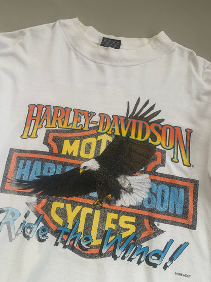 XL 1990 Distressed Harley Davidson Ride the Wind T-shirt