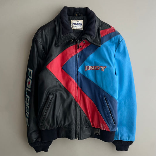 Medium 90s Polaris Indy Snowmobile Leather Jacket