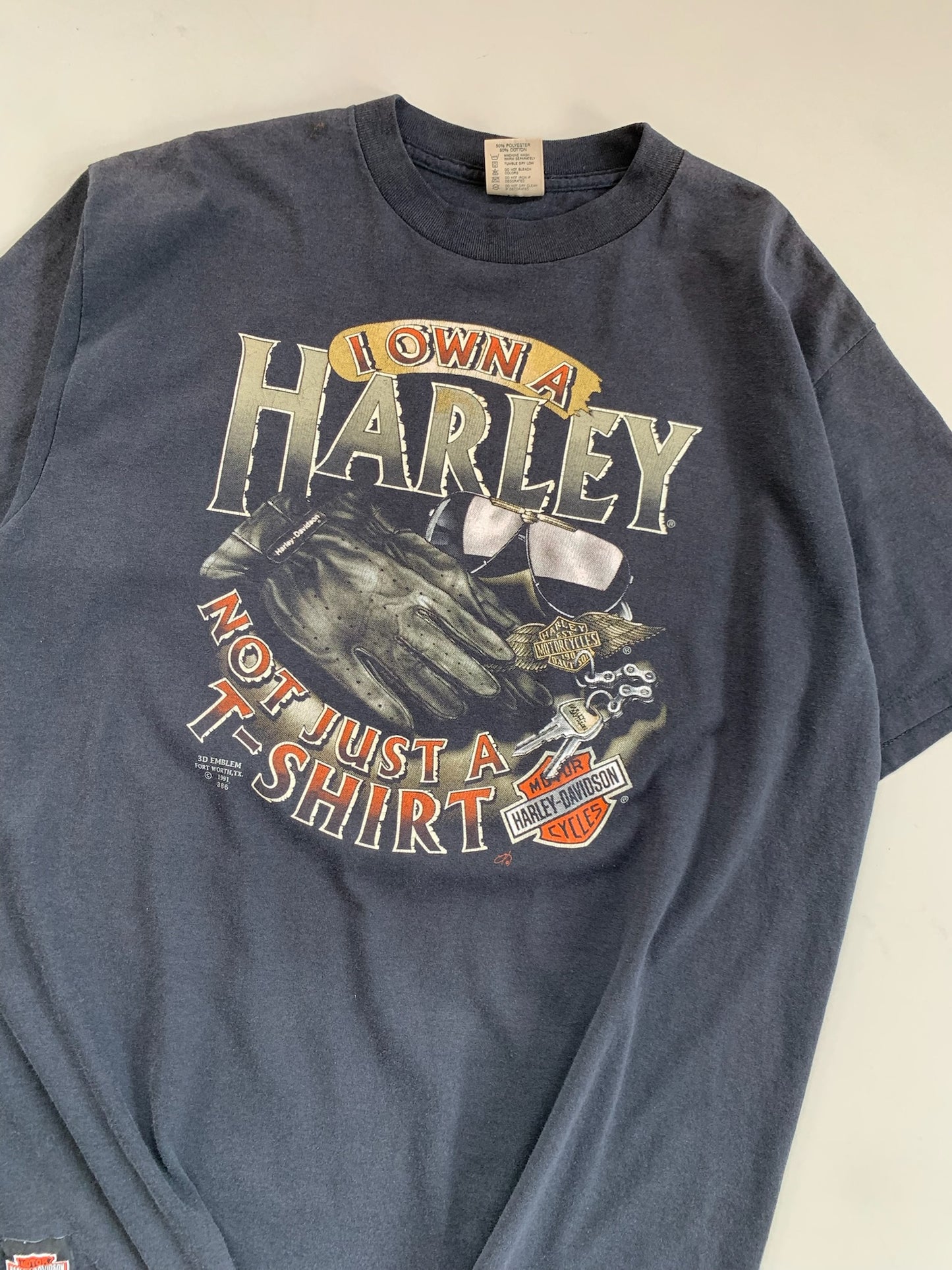 XL 1991 Harley Davidson I Own a Harley 3D Emblem T-shirt