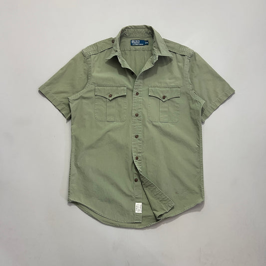 Medium 1990s Olive Polo Ralph Lauren Safari Button Shirt