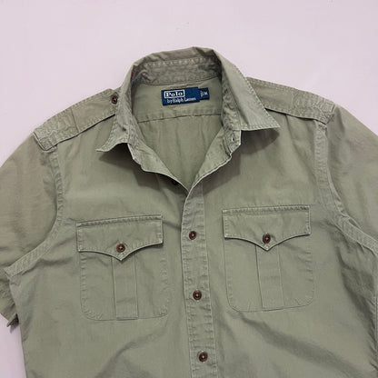 Medium 1990s Olive Polo Ralph Lauren Safari Button Shirt