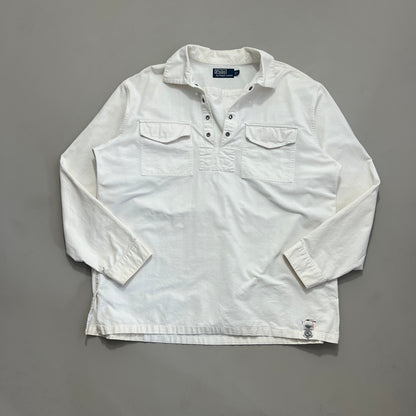 Large 1990s White Polo Ralph Lauren Naval Skipper Shirt