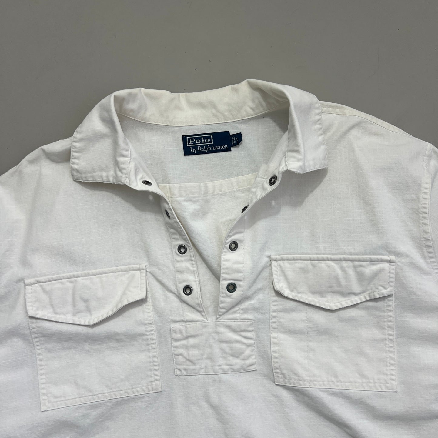 Large 1990s White Polo Ralph Lauren Naval Skipper Shirt
