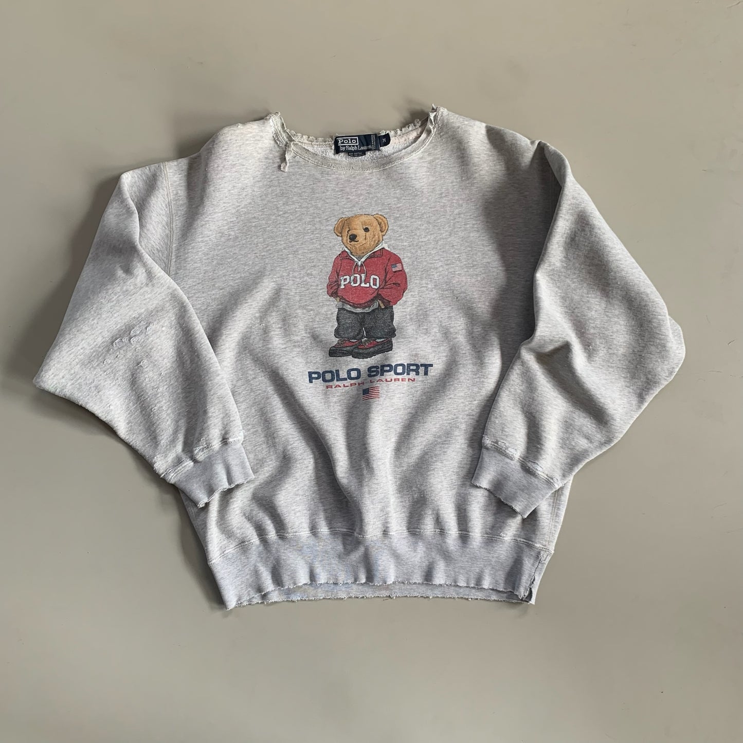 Medium 1990s Distressed Polo Sport Bear Sweatshirt