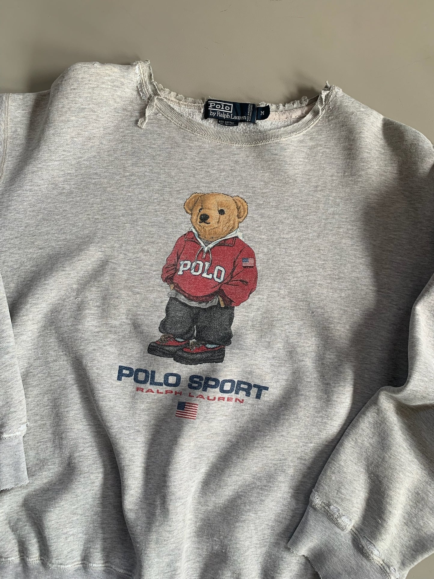 Medium 1990s Distressed Polo Sport Bear Sweatshirt