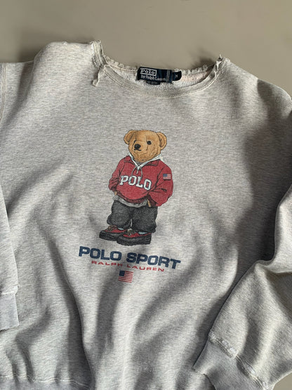 Medium 1990s Distressed Polo Sport Bear Sweatshirt