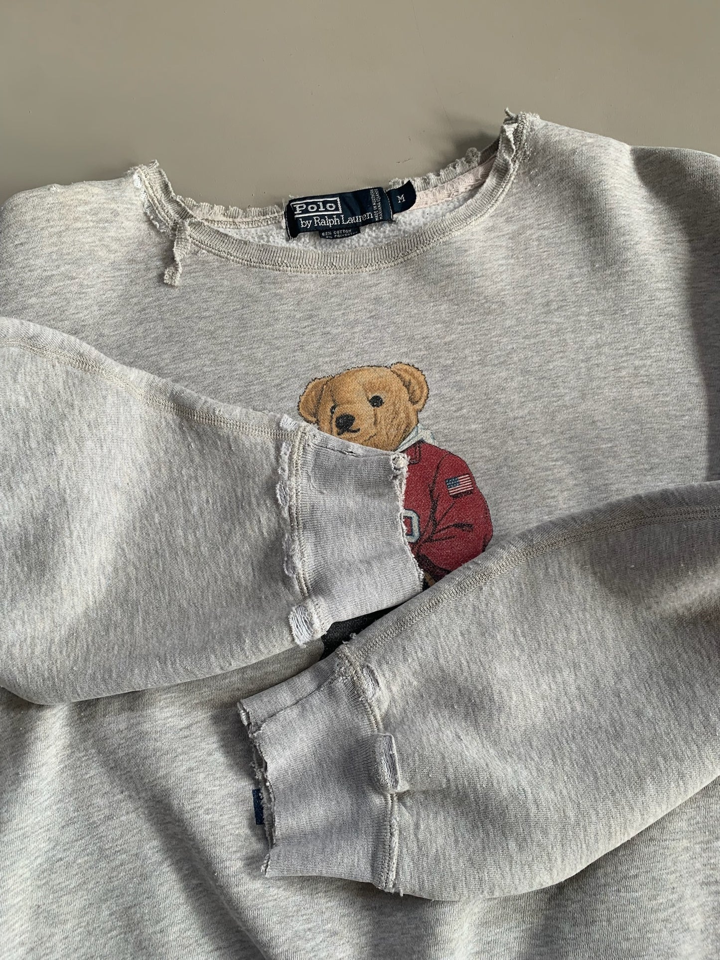 Medium 1990s Distressed Polo Sport Bear Sweatshirt