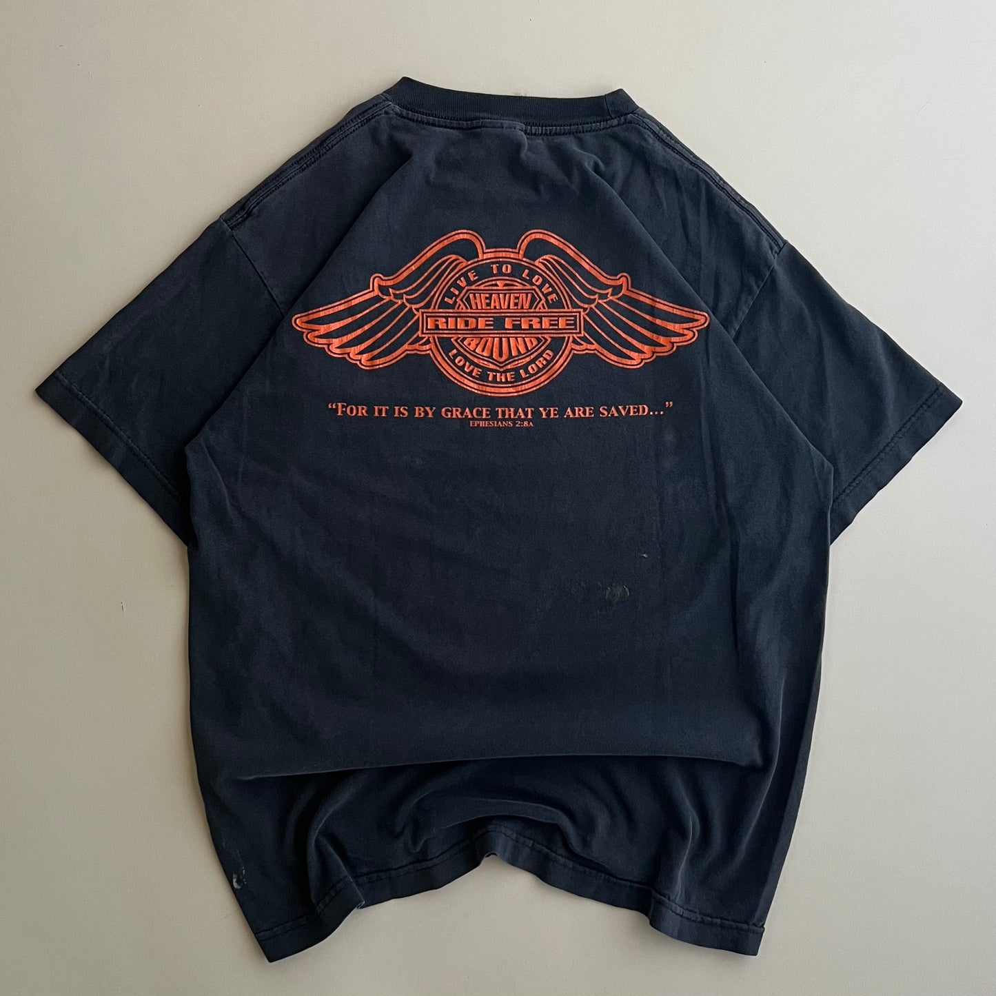 Large 2000 Ride Free to the Eternal Life Jesus Biker T-shirt