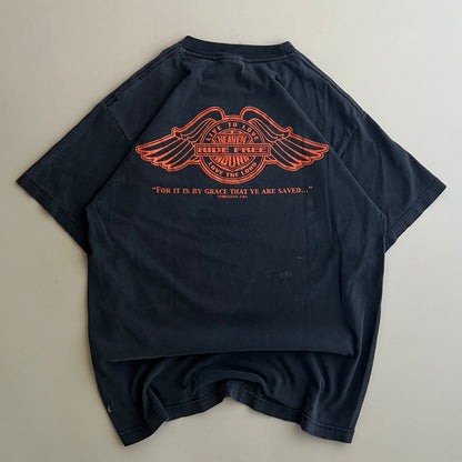 Large 2000 Ride Free to the Eternal Life Jesus Biker T-shirt