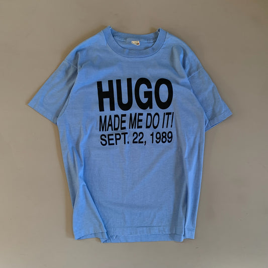 Large 1989 Hurricane Hugo Made Me Do It T-shirt