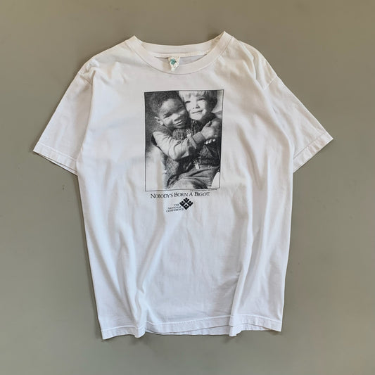 Large 1990 Nobodys Born a Bigot T-shirt