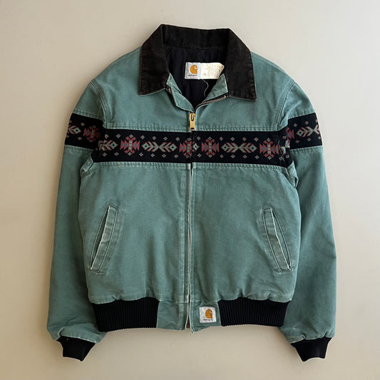 Large 90s Faded Green Carhartt Aztec Jacket