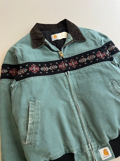 Large 90s Faded Green Carhartt Aztec Jacket