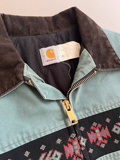 Large 90s Faded Green Carhartt Aztec Jacket