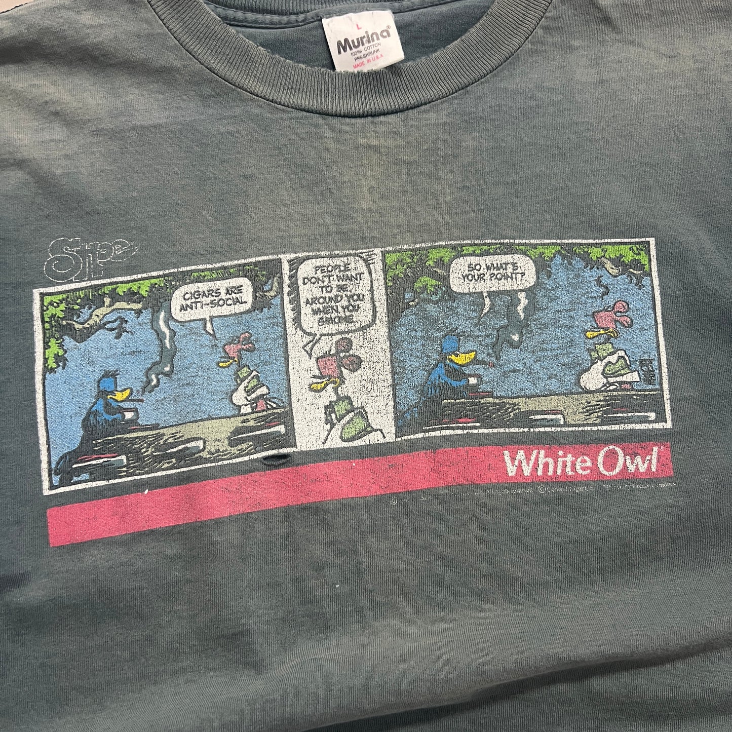Large 90s White Owl Cigars Comic Strip T-shirt