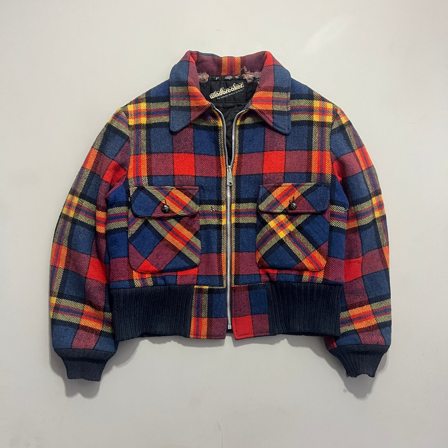 Small 1970s Plaid Van Heusen Wool Jacket