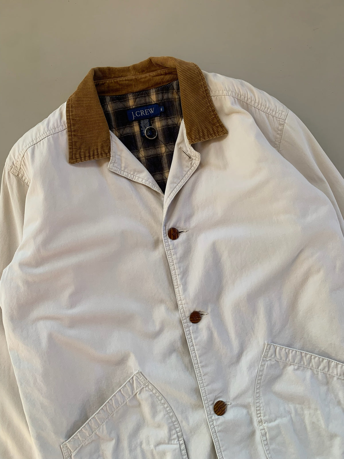 WL 90s J Crew bone flannel lined barn coat