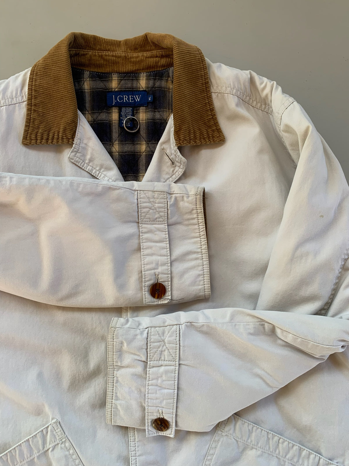 WL 90s J Crew bone flannel lined barn coat